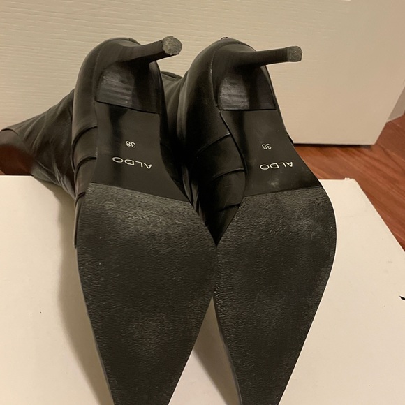 Aldo Black Leather Boots Size 38 - Picture 6 of 14